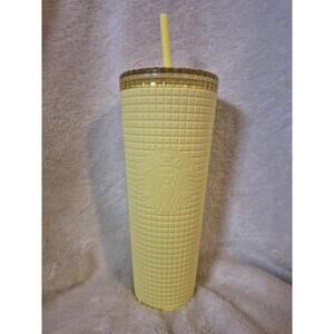 Starbucks Meadow Yellow Grid Soft Touch Tumbler 24oz release 2023